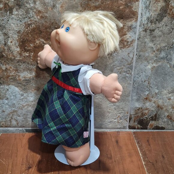 Cabbage Patch Kids Doll Play Along 2004 Green Blue Plaid Dress Blue Eyes - Picture 13 of 13